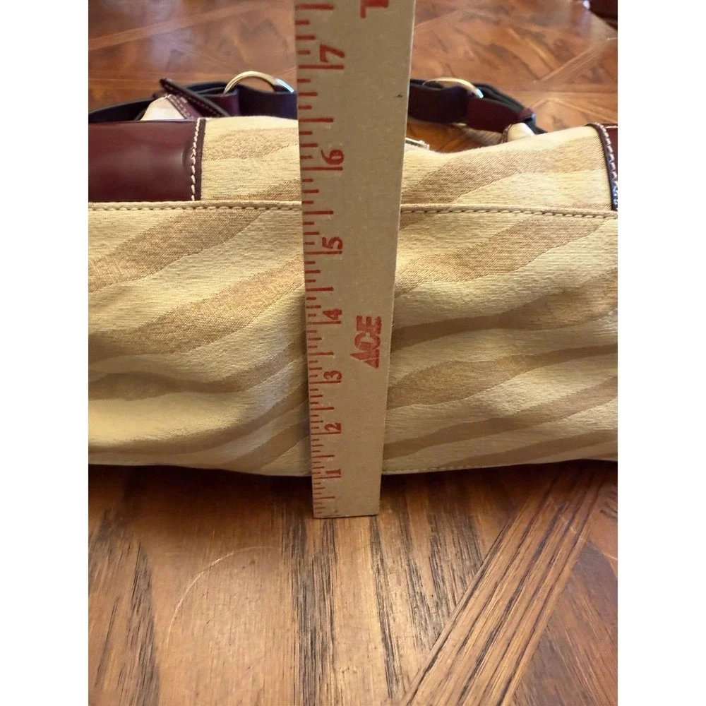 Dooney & Bourke Cream/Tan Zebra Stripe Leather Shoulder Bag & Matching Wallet